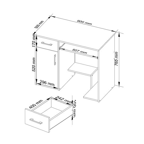 BUREAU JAY PK BLANC / SONOMA