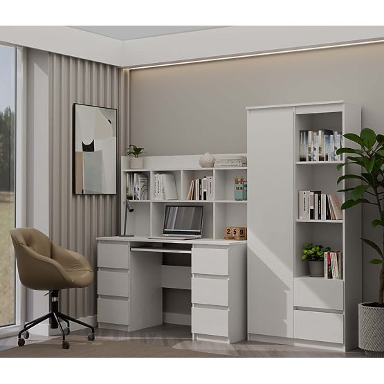 Bureau KUBA+ ÉTAGÈRE Ensemble BLANC