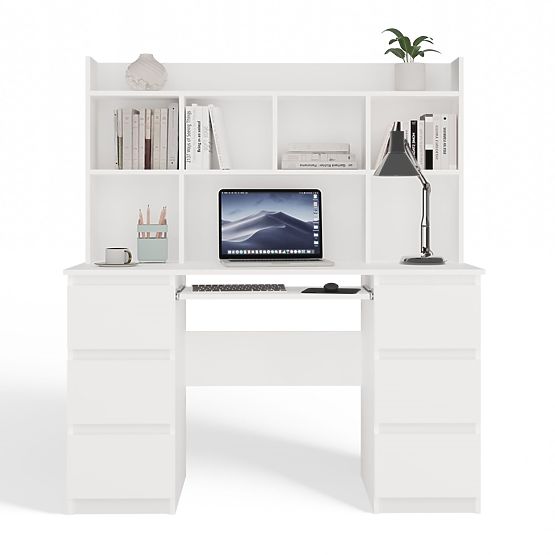 Bureau KUBA+ ÉTAGÈRE Ensemble BLANC
