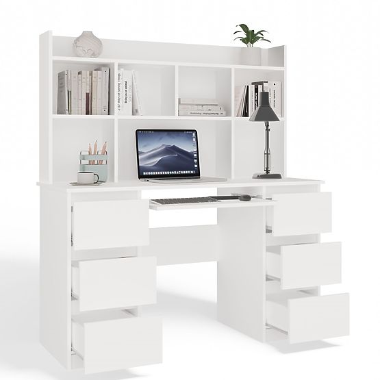 Bureau KUBA+ ÉTAGÈRE Ensemble BLANC
