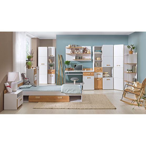 Bureau L10 - blanc / chêne nash