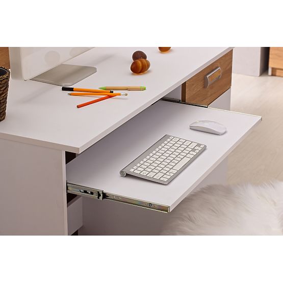 Bureau L10 - blanc / chêne nash