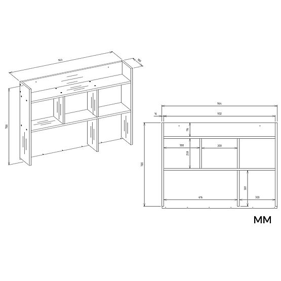 Bureau MIJAS Droit avec Surélévation Blanc Mat 4 Tiroirs 4 Étagères Pour Bureau Chambre