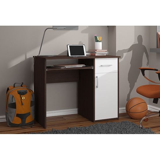 BUREAU PIN WENGE / BLANC