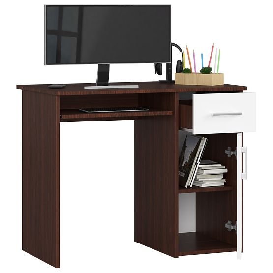 BUREAU PIN WENGE / BLANC