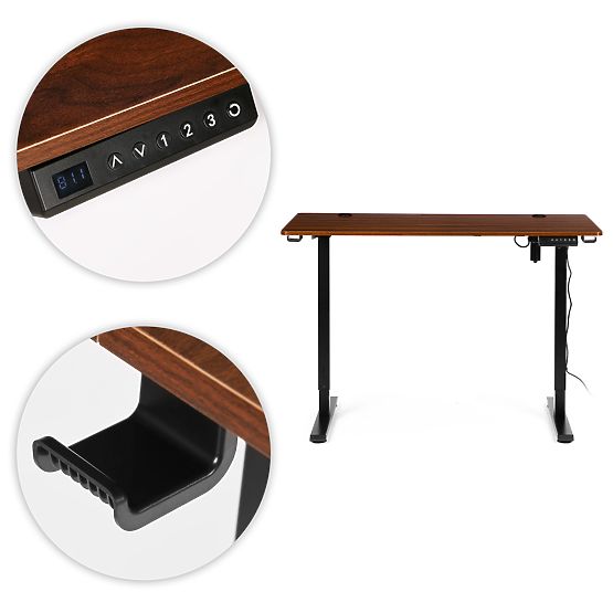 Bureau réglable électriquement 120x60 cm, hauteur ajustable 72-117 cm ModernHome