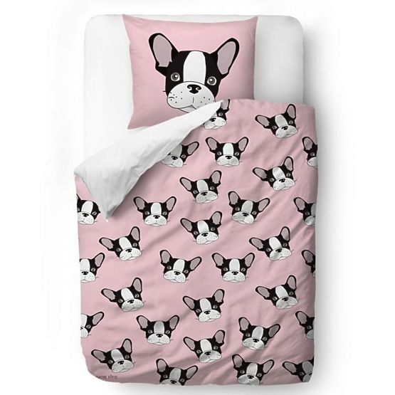 Butter Kings Linge de lit Bulldog - rose clair - couverture 135 x 200 cm oreiller: 60 x 50 cm