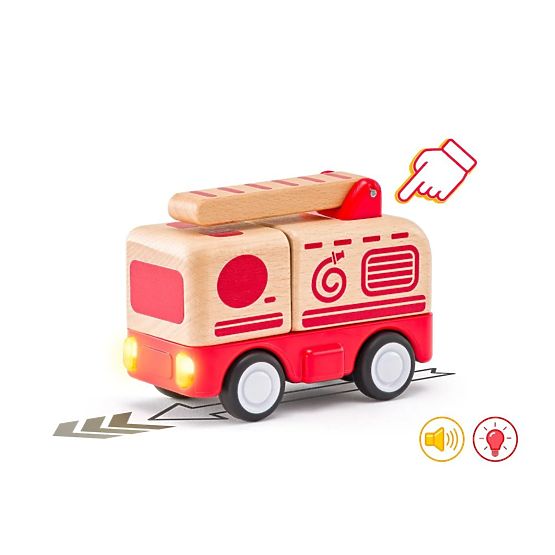 Camion de pompier avec éclairage et signalisation