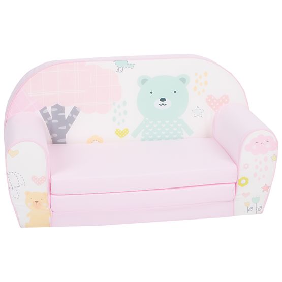 Canapé enfant Ours Mint - rose-blanc
