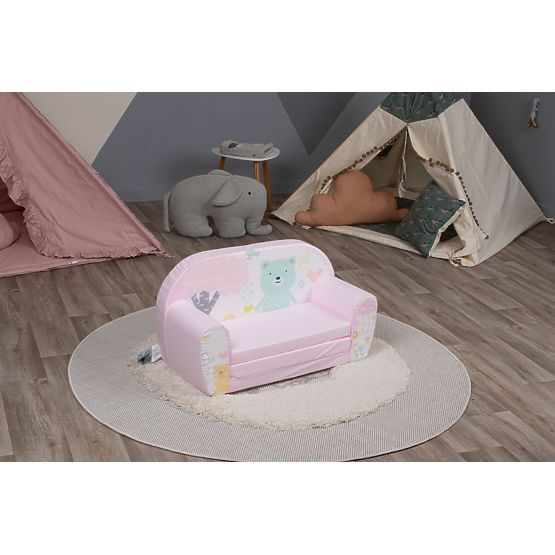 Canapé enfant Ours Mint - rose-blanc