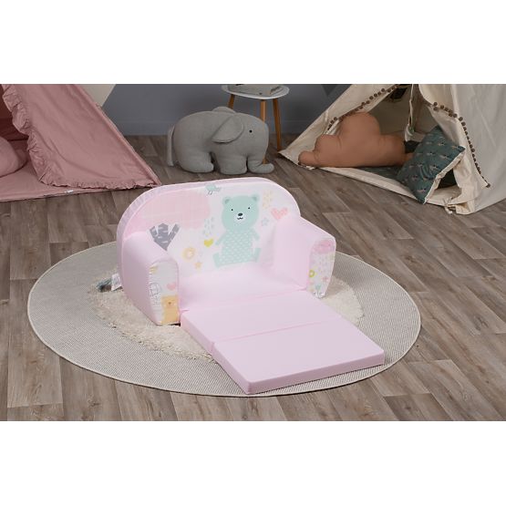 Canapé enfant Ours Mint - rose-blanc