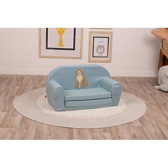 Canapé pour enfants Ours vert en velours côtelé