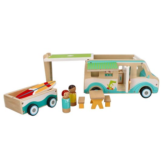 Caravane en bois avec remorque et accessoires