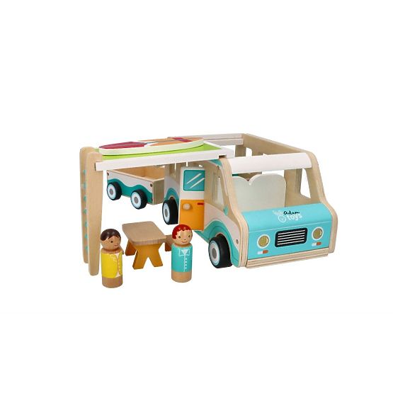 Caravane en bois avec remorque et accessoires