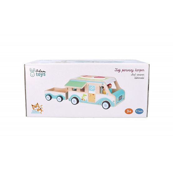 Caravane en bois avec remorque et accessoires