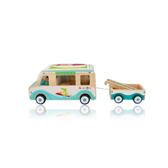 Caravane en bois avec remorque et accessoires