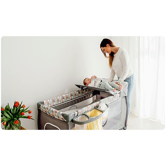 Lit de voyage Sven 2in1 avec accessoires - gris
