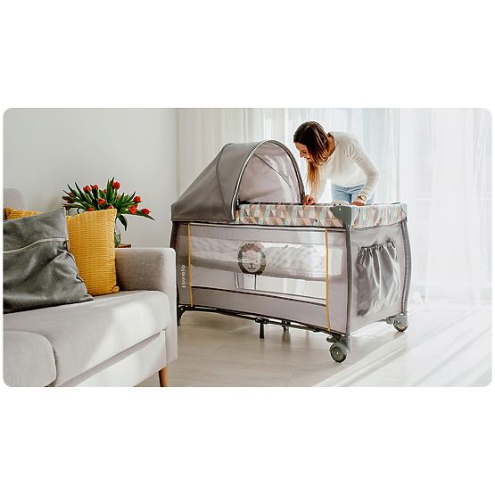 Lit de voyage Sven 2in1 avec accessoires - gris