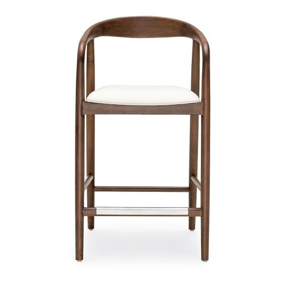 Chaise de bar en bois Ludvika 2.0, arrondie, noyer/crème