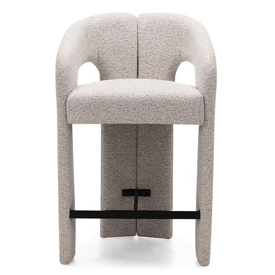 Chaise de bar rembourrée Castelo gris-beige