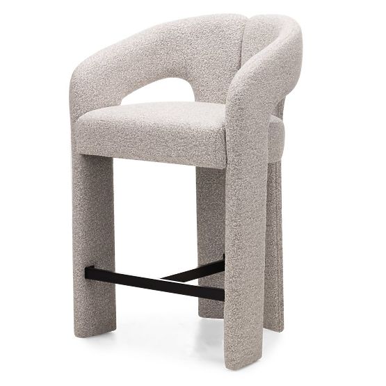 Chaise de bar rembourrée Castelo gris-beige