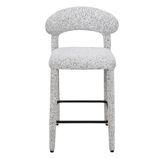 Chaise de bar rembourrée Hiroki, mélange beige-gris