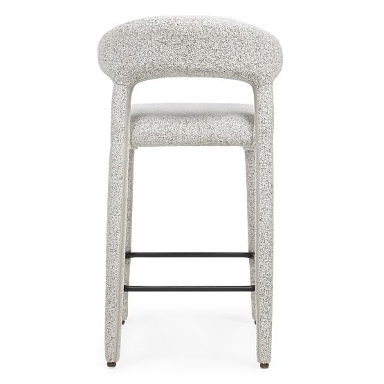 Chaise de bar rembourrée Hiroki, mélange beige-gris