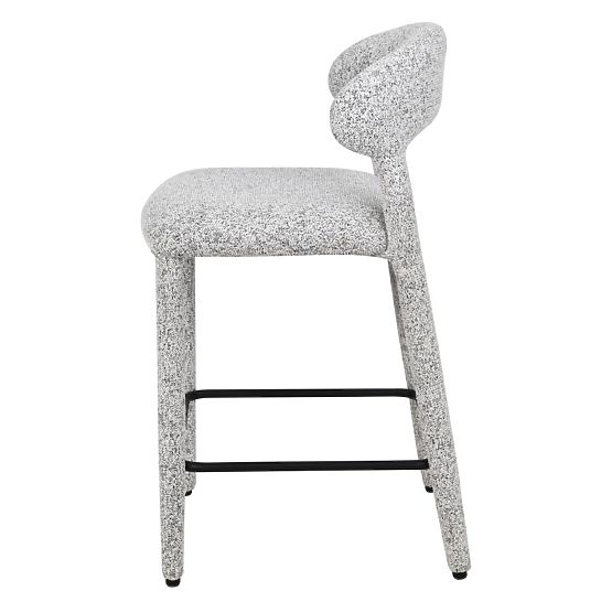 Chaise de bar rembourrée Hiroki, mélange beige-gris
