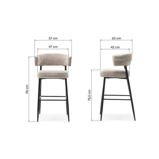 Chaise de bar Rosario beige/pieds noirs