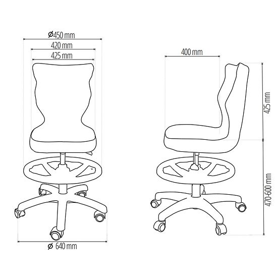 Chaise ergonomique pour bureau ajustée pour une hauteur de 159-188 cm - gris