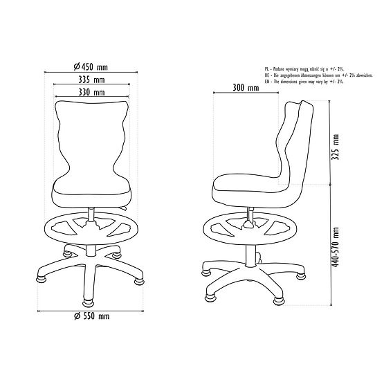 Chaise ergonomique pour enfants réglable en hauteur 119-142 cm - gris