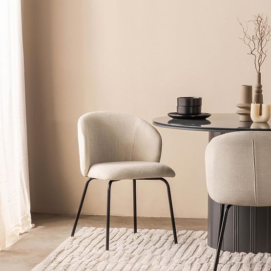 Chaise de salle à manger Larisa, beige clair/pieds noirs