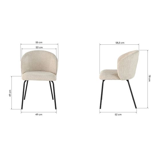 Chaise de salle à manger Larisa, beige/pieds noirs