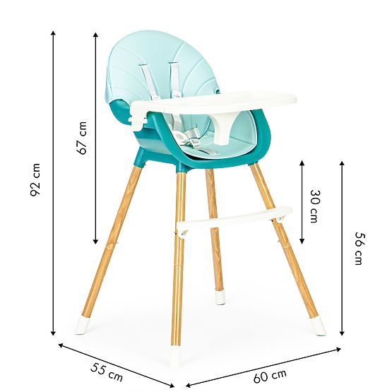 Chaise de salle à manger Polly 2in1 - turquoise