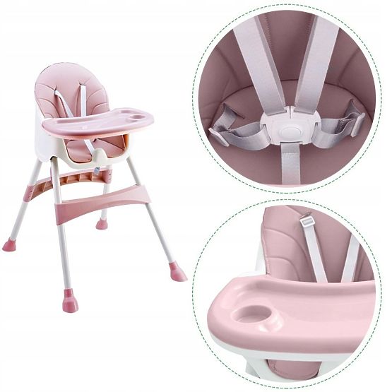Chaise de salle à manger Prima 2en1 - rose et blanc