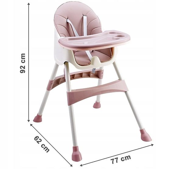 Chaise de salle à manger Prima 2en1 - rose et blanc
