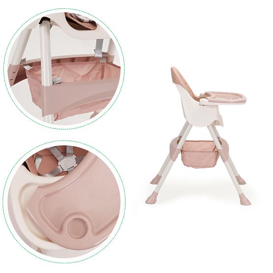 Chaise de salle à manger Prima 2en1 - rose et blanc