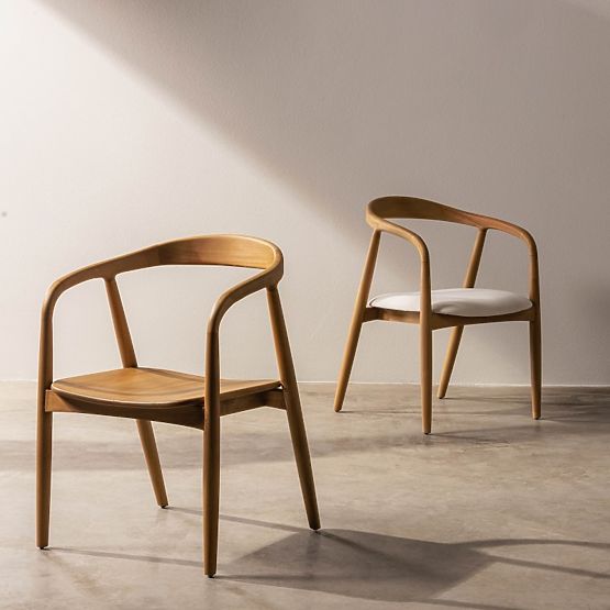 Chaise en bois Ludvika, arrondie, naturel/crème