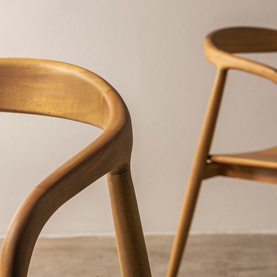 Chaise en bois Ludvika, arrondie, naturel/crème