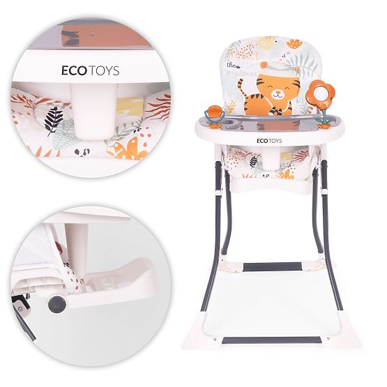 Chaise haute pliante pour enfants avec jouets ECOTOYS