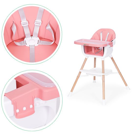 Chaise haute pour enfants 2 en 1 rose ECOTOYS