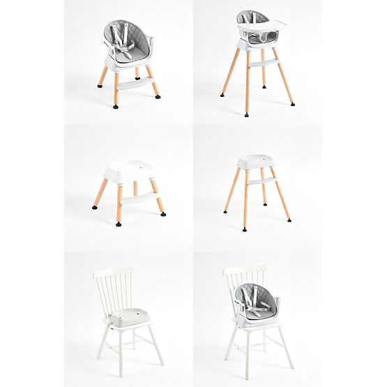 Chaise haute pour enfants 6 en 1 avec housse matelassée et plateau gris ECOTOYS