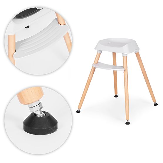 Chaise haute pour enfants 6 en 1 avec housse matelassée et plateau gris ECOTOYS