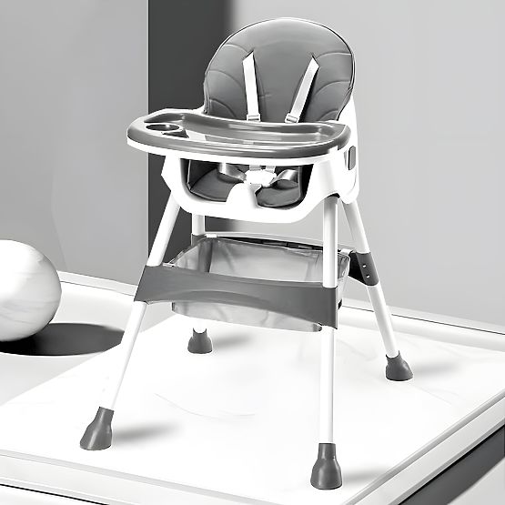 Chaise haute pour enfants avec plateau, panier, harnais à 5 points, gris ECOTOYS