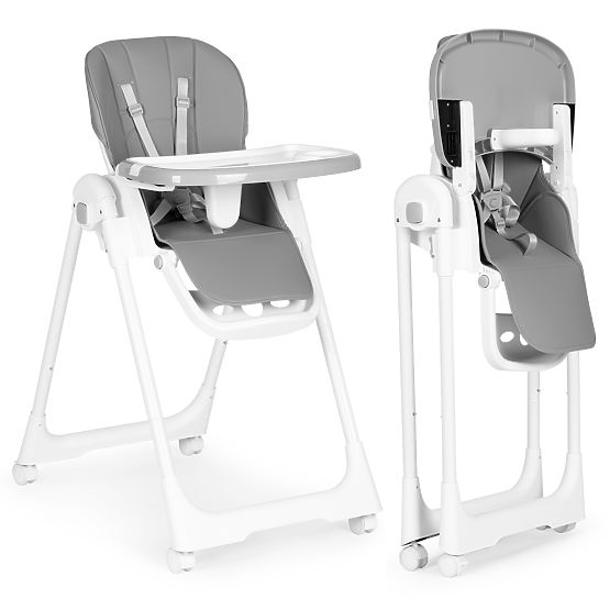 Chaise haute réglable, cuir écologique, ceintures de sécurité, plateau double ECOTOYS