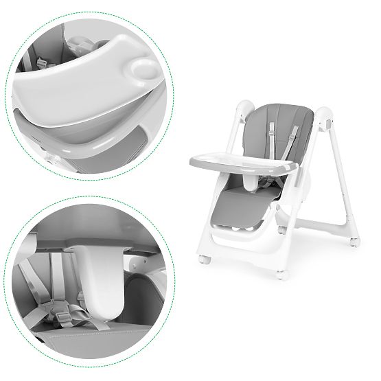 Chaise haute réglable, cuir écologique, ceintures de sécurité, plateau double ECOTOYS