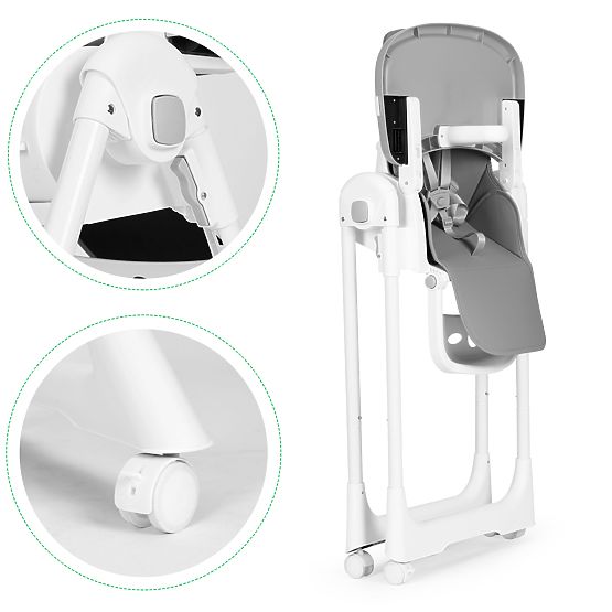 Chaise haute réglable, cuir écologique, ceintures de sécurité, plateau double ECOTOYS