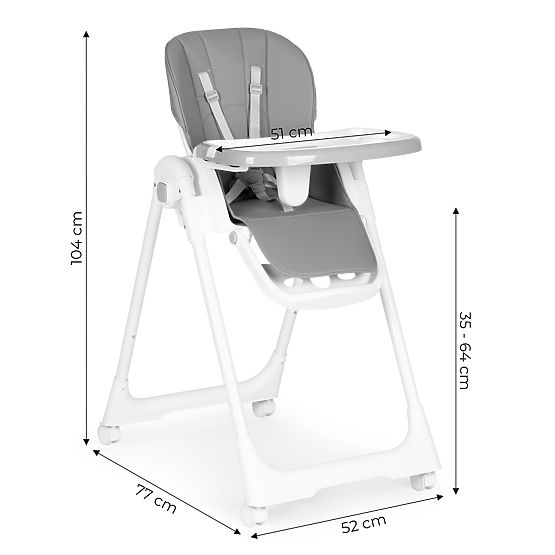 Chaise haute réglable, cuir écologique, ceintures de sécurité, plateau double ECOTOYS