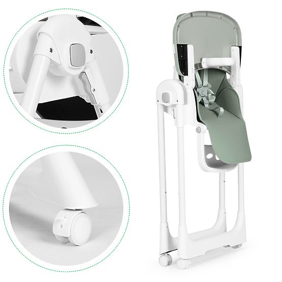 Chaise haute réglable en hauteur, cuir écologique, ceintures, double plateau ECOTOYS