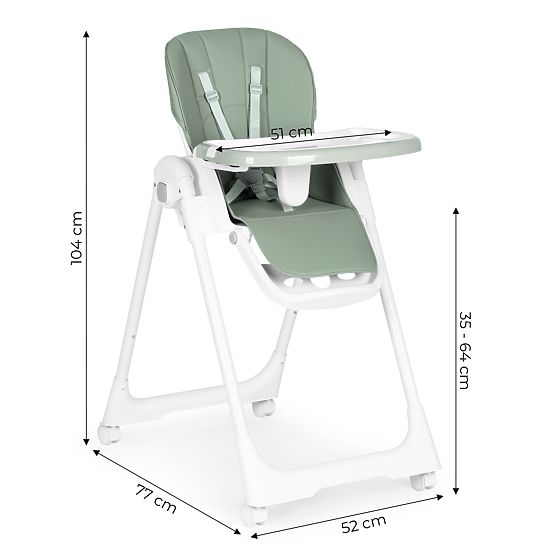 Chaise haute réglable en hauteur, cuir écologique, ceintures, double plateau ECOTOYS